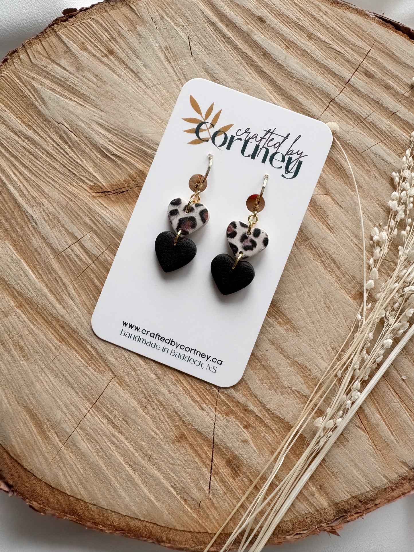 Mini Double Hearts - Leopard