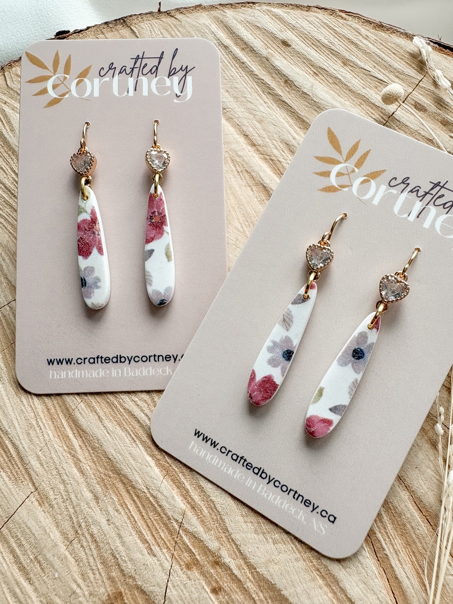 Long Floral drops w/heart