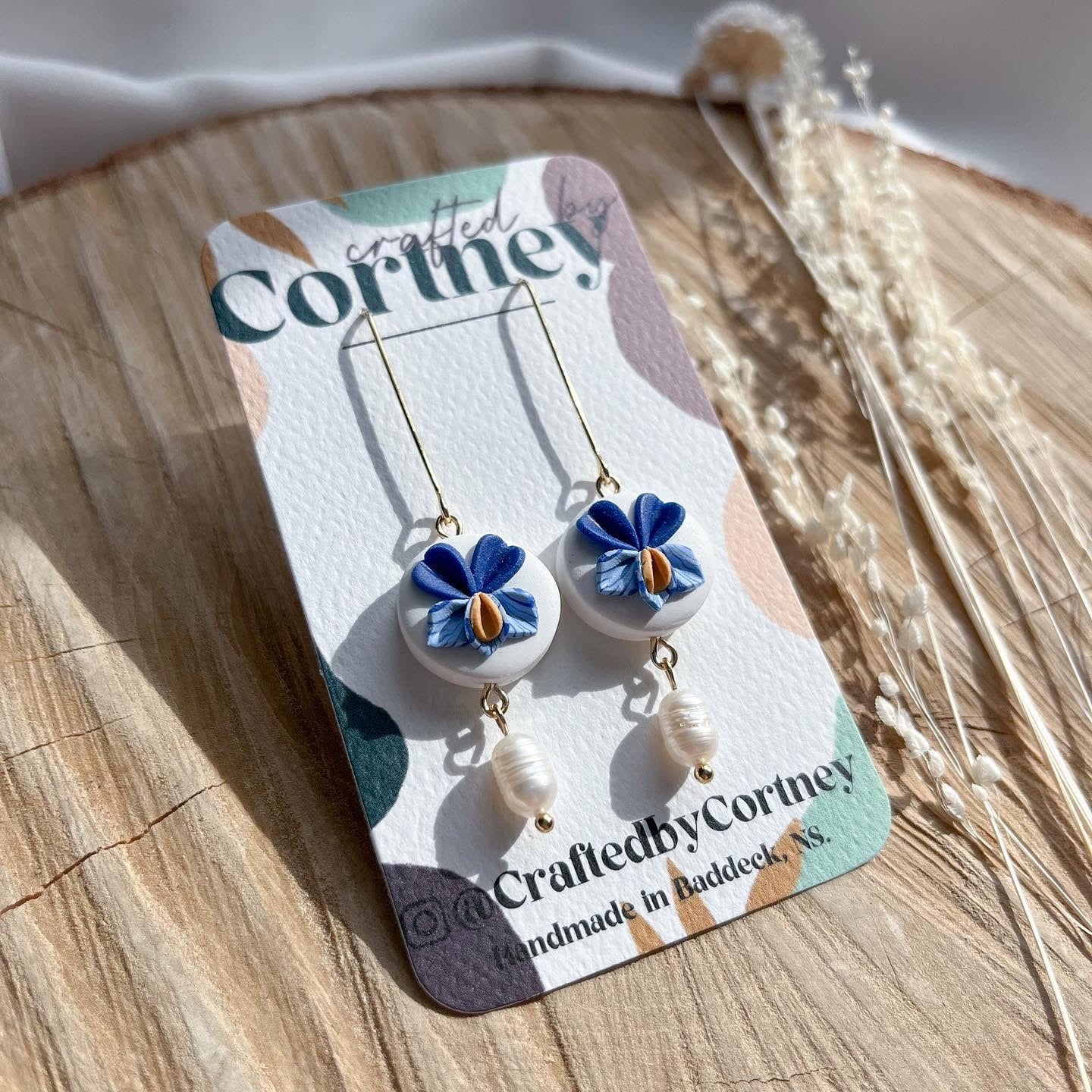 Beaded Pansy Drops -Blue