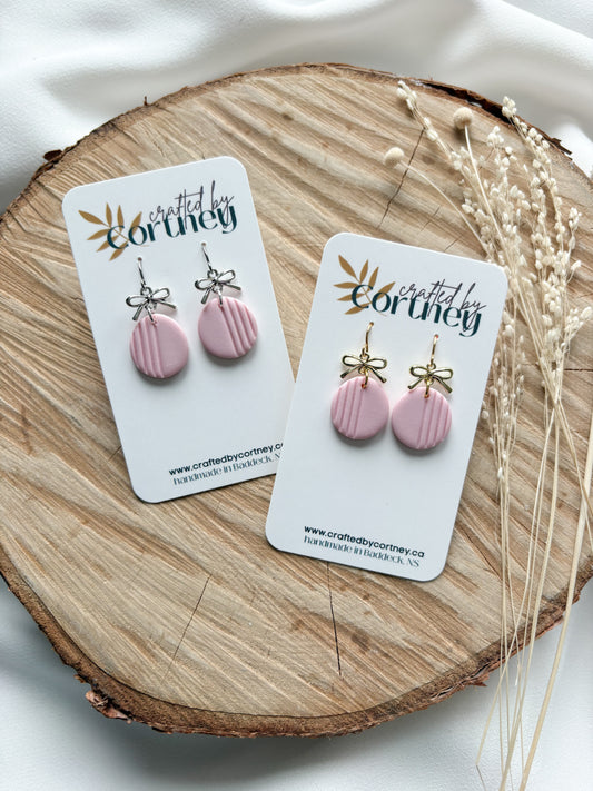 Textured drops w/bow - Pink
