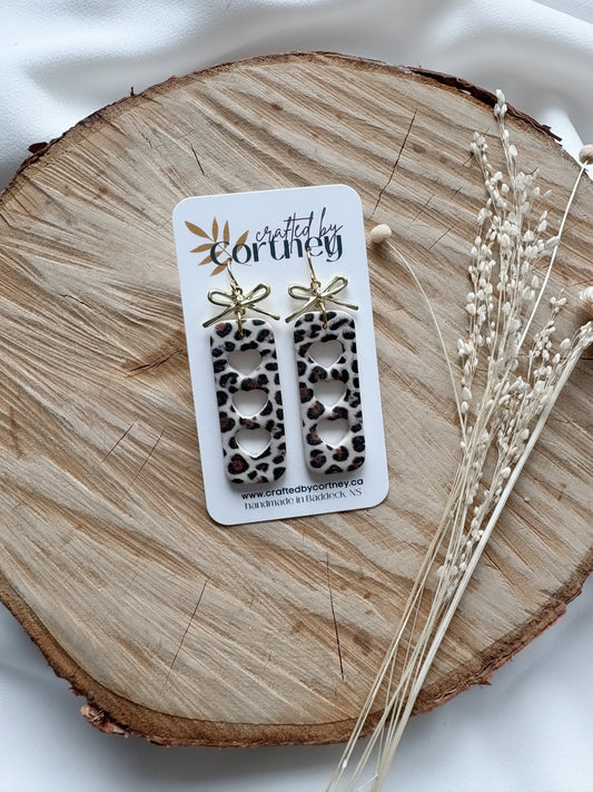 Heart Cutout drops - leopard