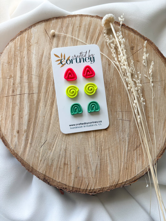 Squiggle Stud Trio