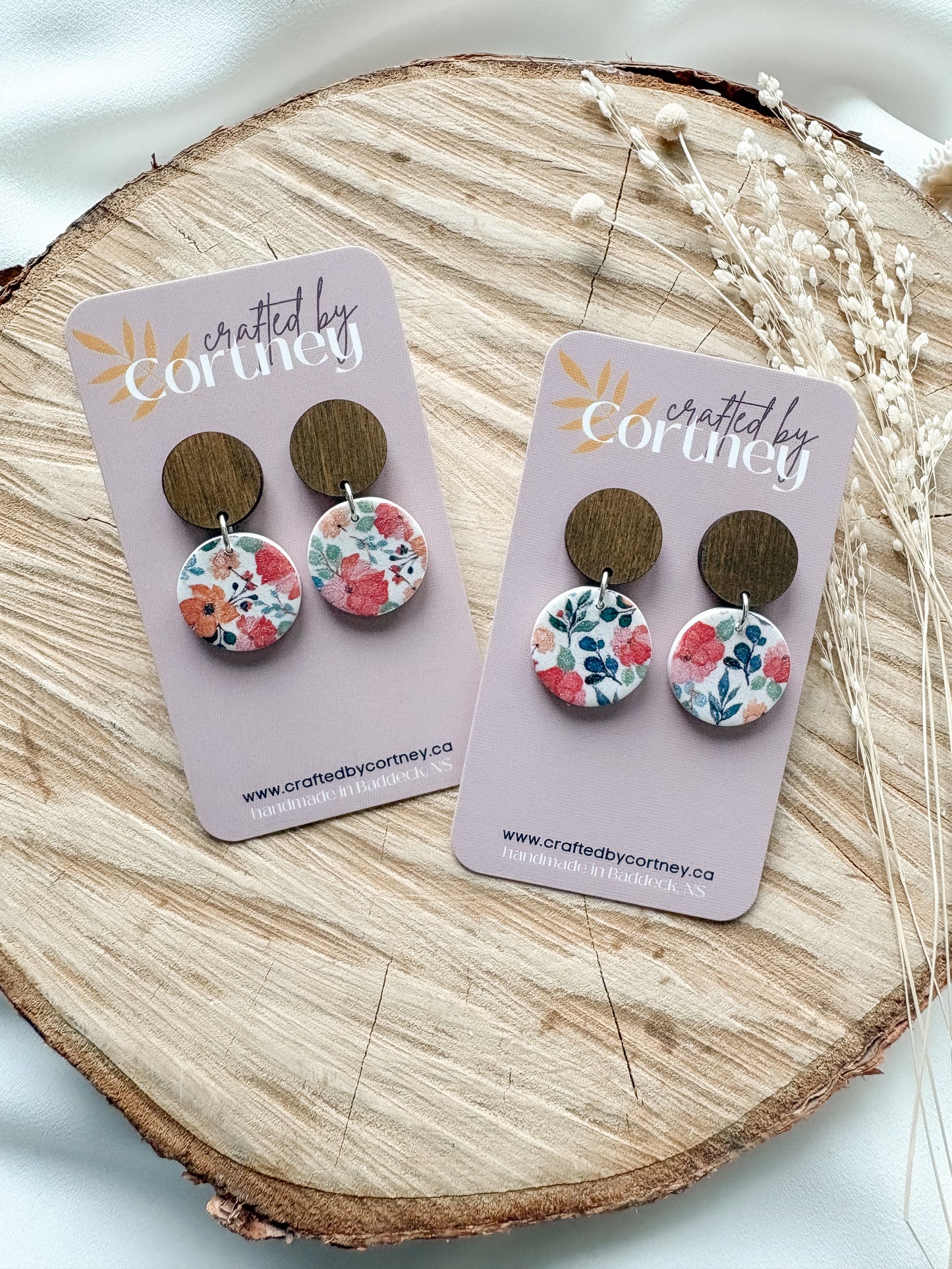 Floral Walnut Dangles