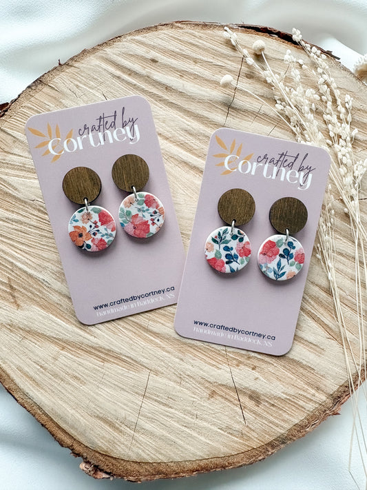 Floral Walnut Dangles