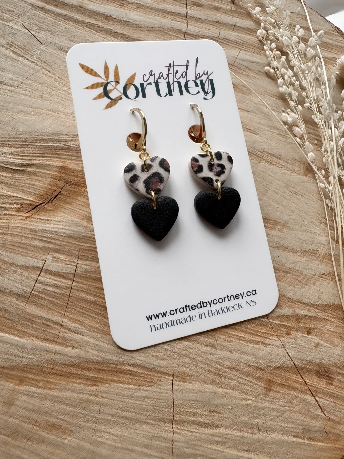 Mini Double Hearts - Leopard