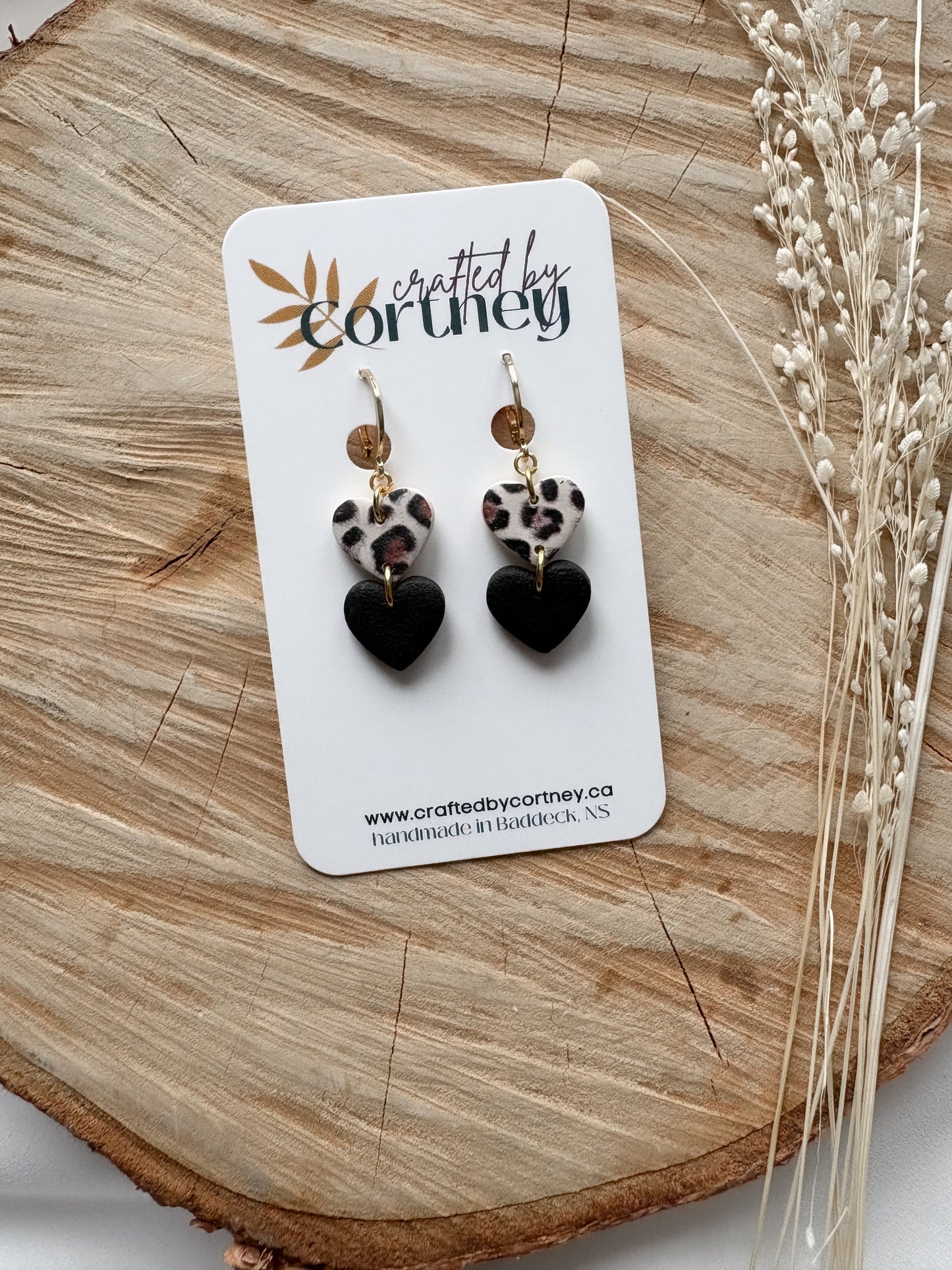 Mini Double Hearts - Leopard