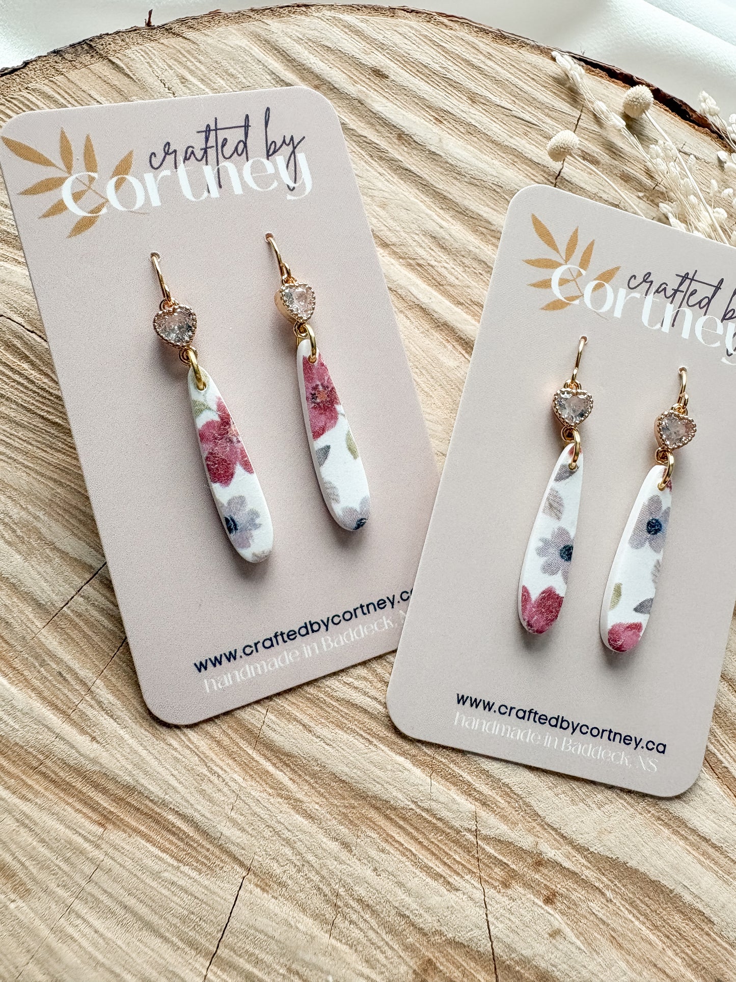 Long Floral drops w/heart