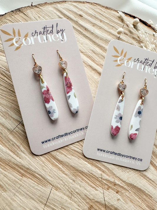 Long Floral drops w/heart