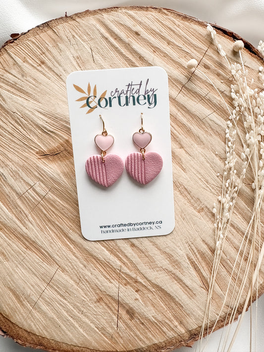 Double Heart drops - Pink