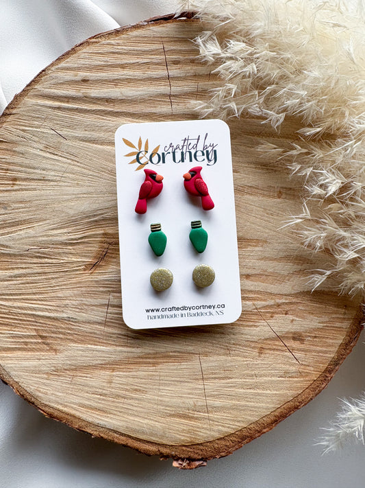 Cardinal / Bulb Stud Trio