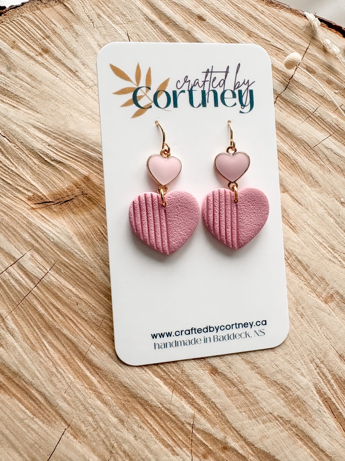 Double Heart drops - Pink