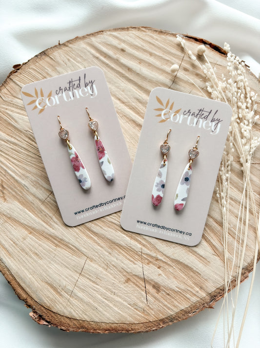 Long Floral drops w/heart
