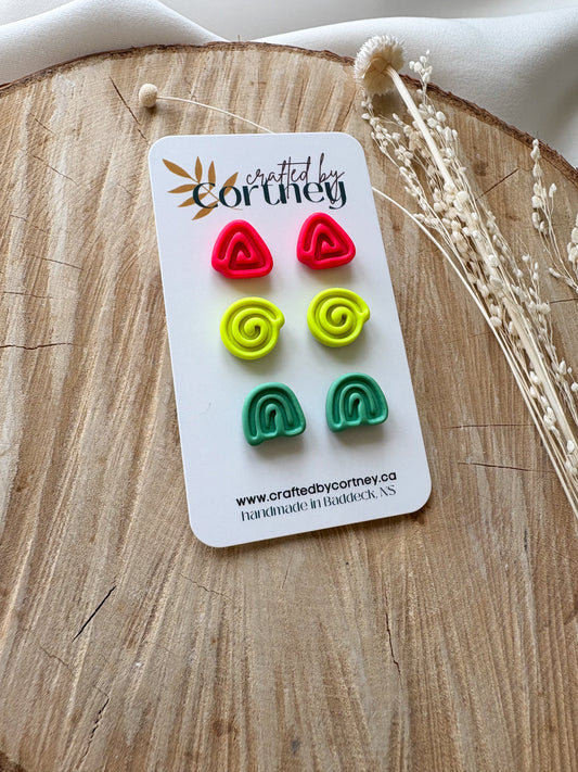 Squiggle Stud Trio