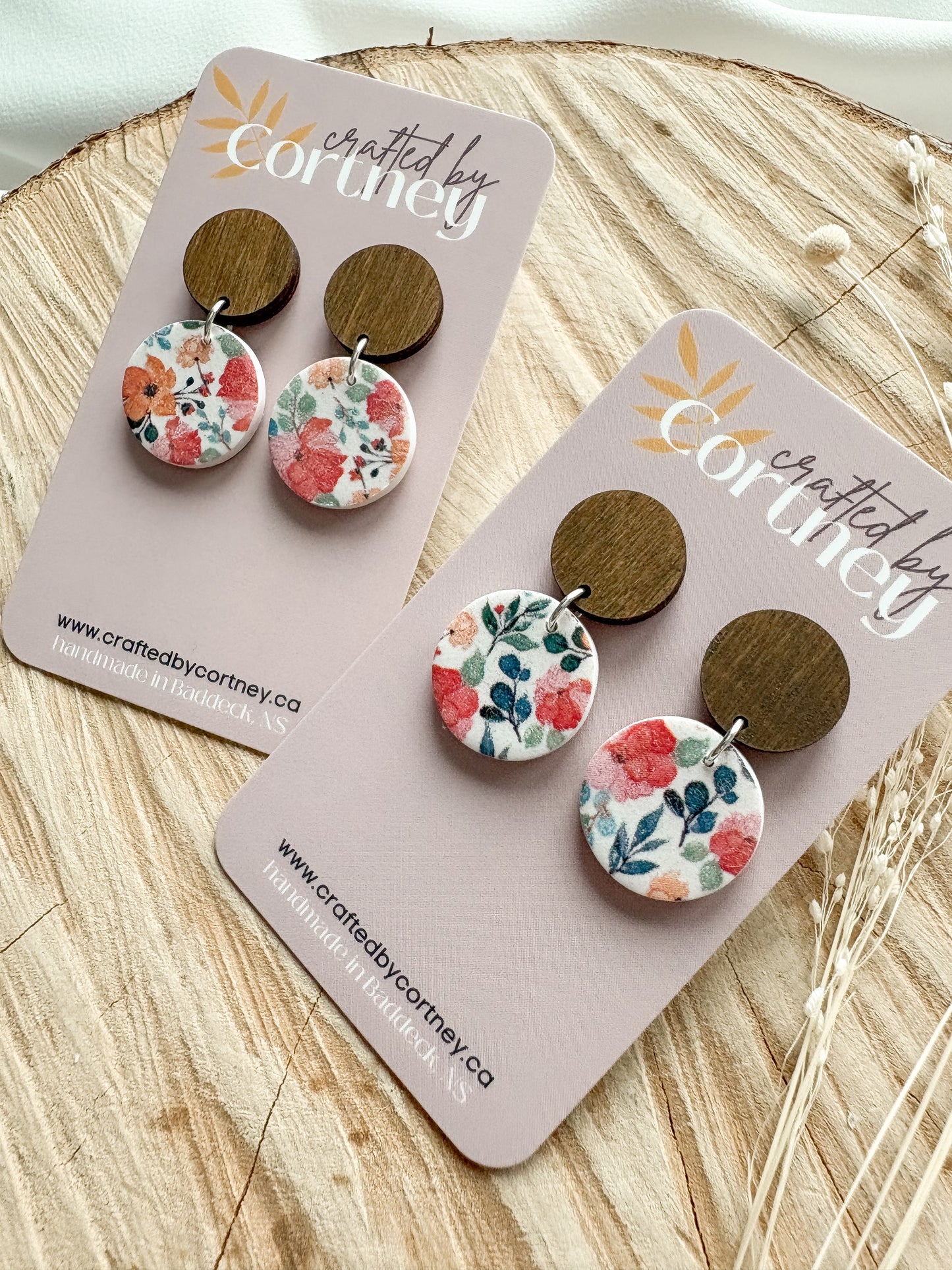 Floral Walnut Dangles