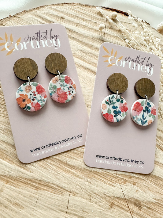 Floral Walnut Dangles