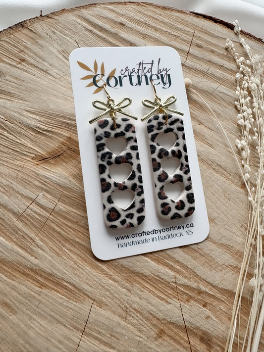 Heart Cutout drops - leopard